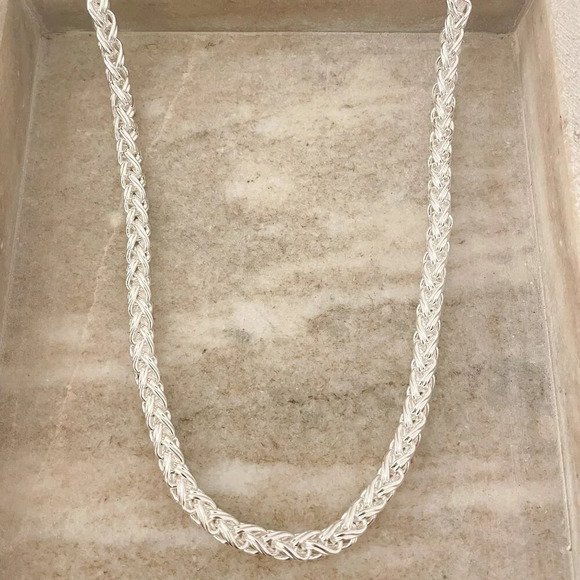 925 Sterling Silver Chain Link Necklace Thick Chunky Silver Statement Necklace - Picture 1 of 5